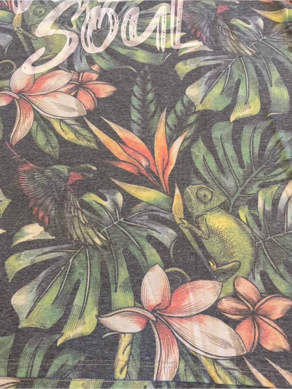 Wild Soul Tropical Print T-Shirt - Multicolor - NEW - Picture 5 of 8